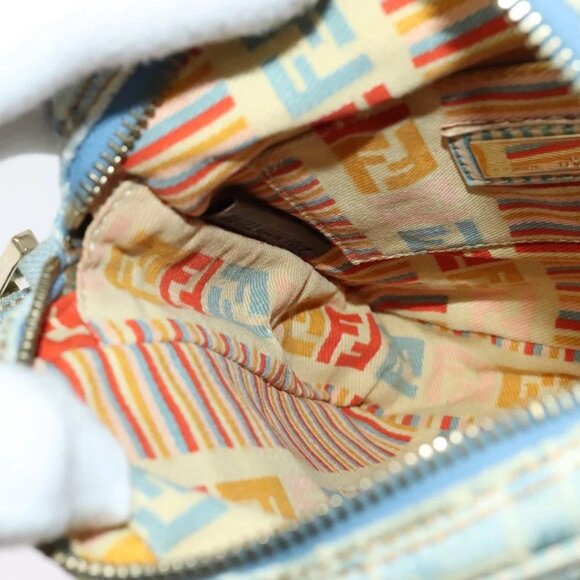 FENDI Zucca Canvas Shoulder Bag Denim Light Blue Gold Auth 140722 - Picture 11 of 16